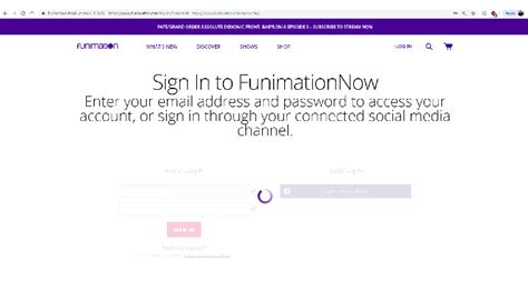 Funimation site stuck at login screen funimation