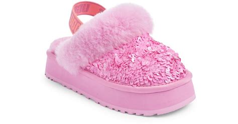 Funkette Chunky Sequin Genuine Shearling Trim Clog