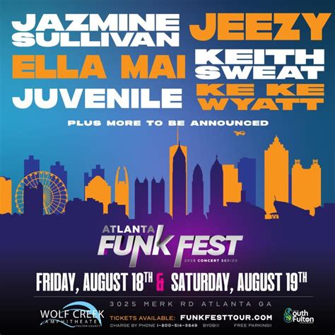 Digital Daily. Jeezy, Ella Mai, Keith Sweat, Juvenile Headline 2023 Funk Fest In Atlanta. Atlanta Daily World. August 22, 2023. The eagerly awaited return of Atlanta Funk Fest set the.... 