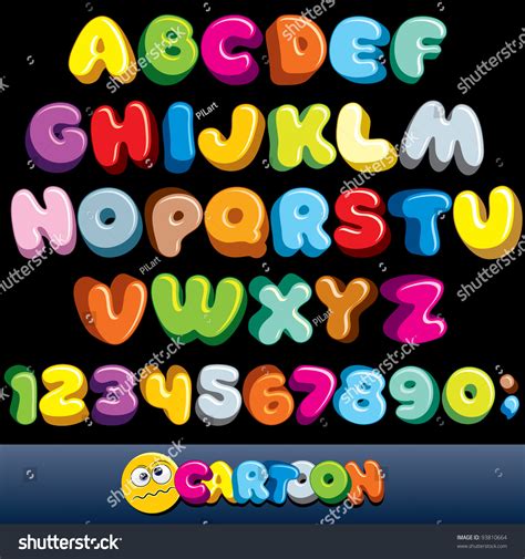 Funny Comics Font. Vector Cartoon Alphabet with All Letters and Numbers