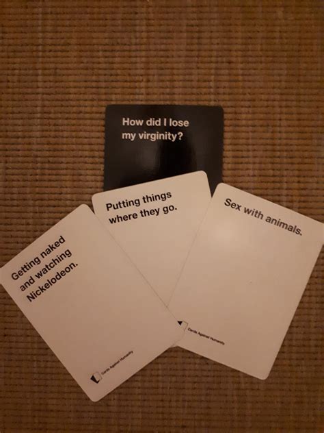 51 Hilariously Offensive Cards Against Humanity Moments. Greg Stopera. Updated April 26, 2024 9.0M views 51 items. Ranked By. 150.3K votes. 16.5K voters. Voting Rules. Upvote the funniest and most …. 