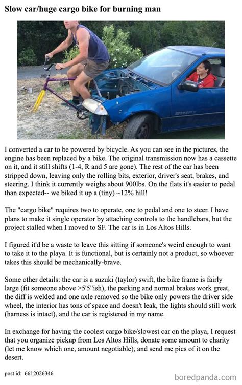 Funny craigslist ads. 27 thg 4, 2018 ... A man's brutally honest Craigslist ad about his car is going viral. JERSEY VILLAGE, Texas -- A Houston man put an ad for his 1999 Toyota Corolla ... 