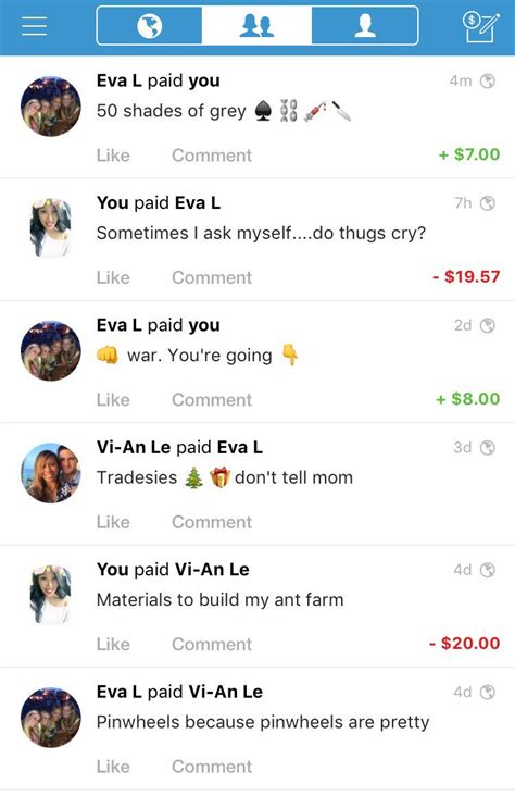Funny venmo notes. Famous Funny Venmo Captions. Because my dog ate your shoe. Shut up and take my money. Buying back my dignity. For liking all my Instagram pics. Money to stay away from me. The best head ever. That mm-mm. That God-damn. 