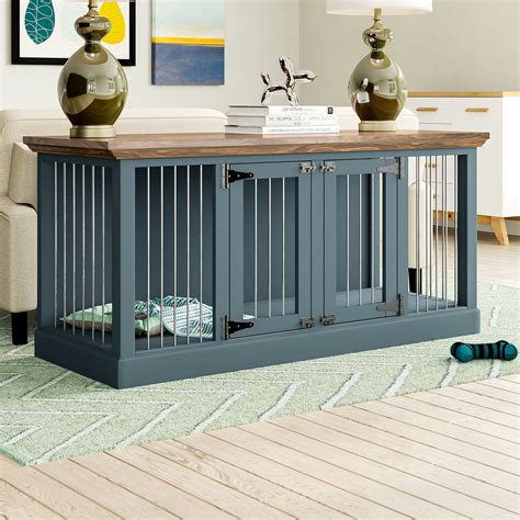 Furniture dog crate. Aug 18, 2023 ... This furniture-style dog crate is made of premium wood with a smooth, wear-resistant, and non-toxic surface. It serves as a perfect shelter ... 