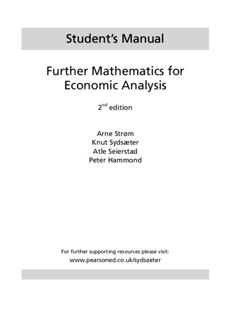 Further mathematics for economic analysis student manual. - Honda jazz 2013 manual del propietario.