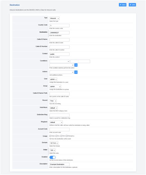 Fusionpbx outbound route.  Select Dialplan from the drop-down list and then click Destinations. ...