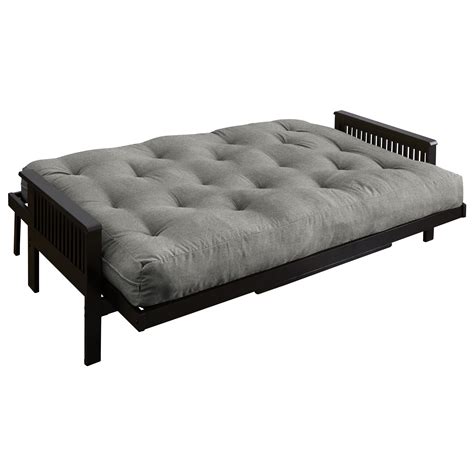 Futon mattresses walmart. The DHP Demson Wood Arm Futon Frame with Side Storage Pockets and 8" Microfiber Futon Mattress is the ideal addition for any living space. Featuring solid wood arms with an espresso finish, it will surely compliment any room dÃ©cor. This futon quickly and easily converts from sofa to full size bed to help you sleep or sit in ample comfort. 
