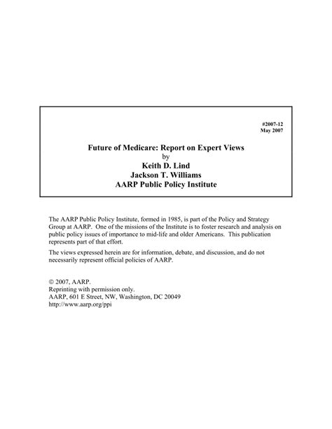 Future of Medicare Report on Expert Views