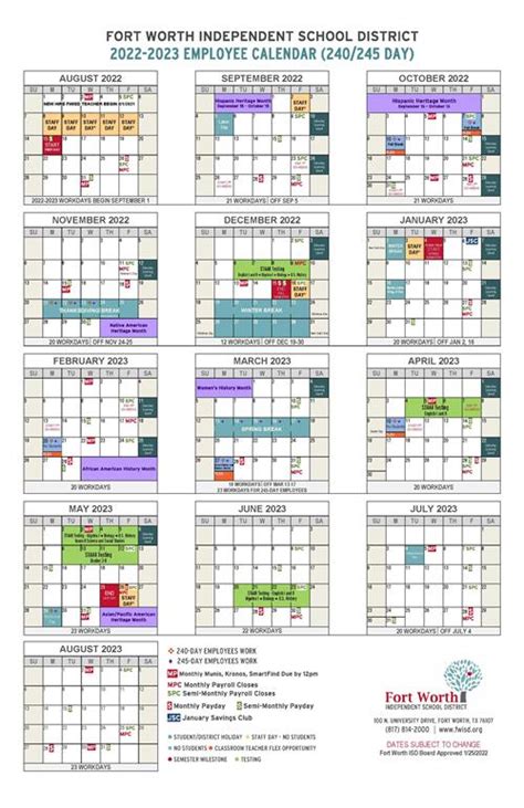 Fwisd employee calendar. Fort Worth ISD’s 2023-2024 Traditional, Intersessional (Alice Carlson and Jo Kelly schools), and Early College High School (ECHS) Calendars were approved by the Board of Education at the regular board meeting Tuesday, Feb. 14. The 2023-24 academic year will begin Monday, Aug. 14, 2023. Traditional and ECHS calendars will conclude for … 