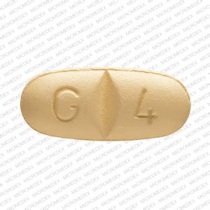 G 4 pill. Pill with imprint G 4 is Yellow, Oval and has been identified as Oxcarbazepine 300 mg. It is supplied by Glenmark Generics Inc. Oxcarbazepine is used in the treatment of Seizures; Epilepsy and belongs to the drug class dibenzazepine anticonvulsants . Risk cannot be ruled out during pregnancy. 