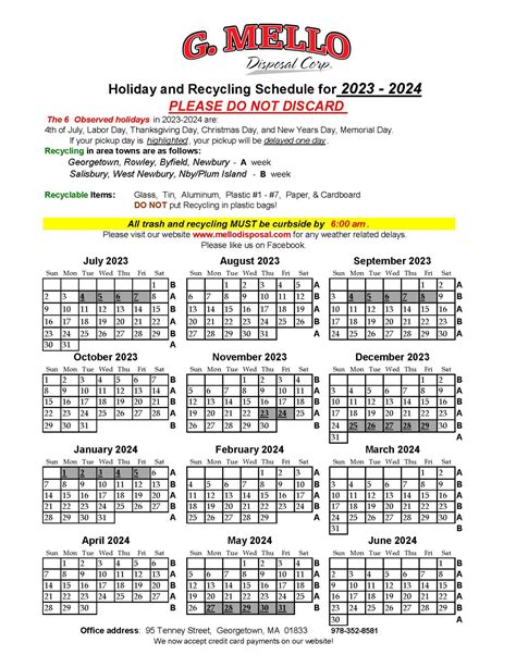 G Mello Calendar