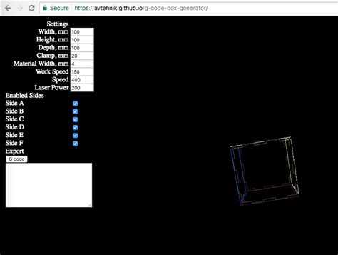 G code box generator.  in C# .  interactive g-code generator G17 (select xy pla...