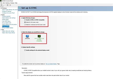 G-sync settings nvidia control panel