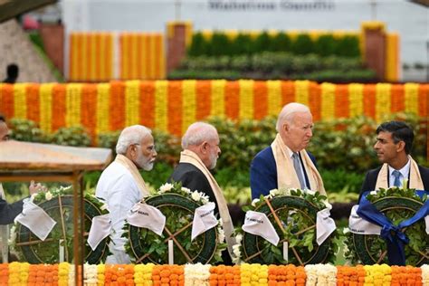 G20 leaders pay their respects at Gandhi memorial on the final day of the summit in India