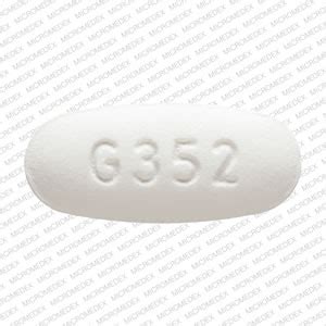G352 pill. Enter the imprint code that appears on the pill. Example: L484; Select the the pill color (optional). Select the shape (optional). Alternatively, search by drug name or NDC code using the fields above. Tip: Search for the imprint first, then refine by color and/or shape if you have too many results. 