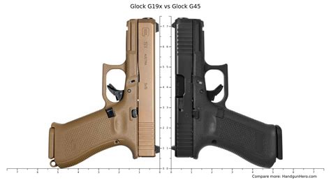G45 vs g19x. The G19X comes with the nPVD coated slide has a much better look and feel to it when compared to the black melonite finish that is treated with a nDLC coating. Where the G19X truly deviates from G19-5 and other Gen 5 handguns is the frame. It does not have that flared magazine well that disturbs the grip in the G19-5, and also adds a unique ... 
