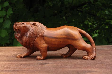 G6 Collection 12" Wooden Hand Carved Tiger Statue Figurine Sculpture ... - muktibox.com