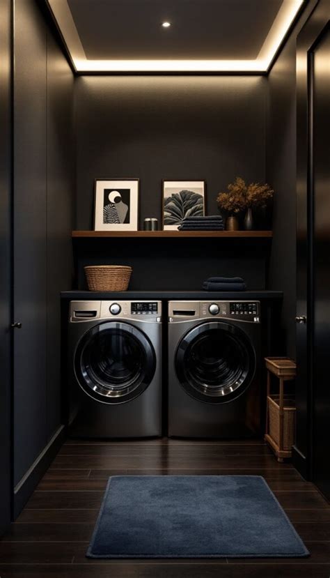 Gambar tanpa royalti Dark laundry room interior - Shutterstock - balustradellc