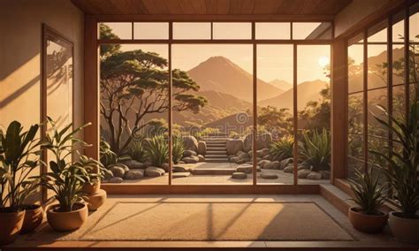 Gambar tanpa royalti Serene indoor scene featuring minimal greenery ... - balustradellc