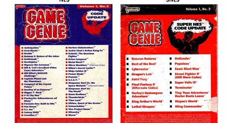 GAME GENIE Complete Code List All 5 Systems fpgagaming