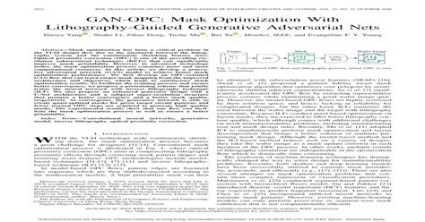 GAN-OPC: Mask Optimization with Lithography-guided Generative ...