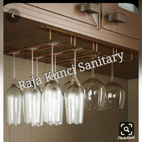 Gantungan gelas bar stainless 4 rail / 4 baris winston - balustradellc