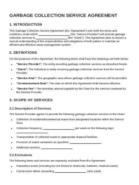 Garbage collection contract template: Fill out & sign … - raincitystudios.com
