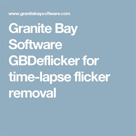 GBDeflicker Plugin - Granite Bay Software - software