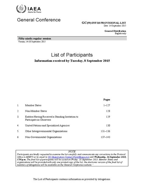 GC60 - Provisional List of Participants - International Atomic …