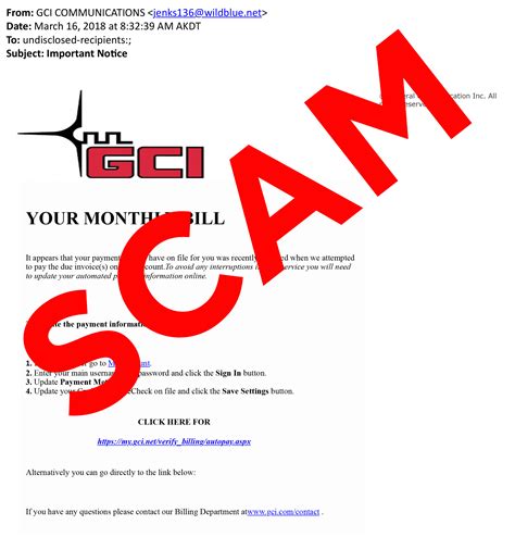 GCI - E-MAIL PHISHING SCAM ALERT Some of our users have