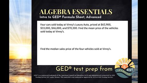 GED® Math Mean & Median from Formula Sheet (1.MP1, Exp, 2122) YouTube
