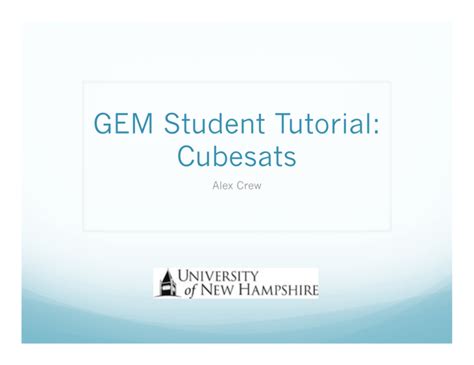GEM Student Tutorial: Cubesats - wintechmobiles.com