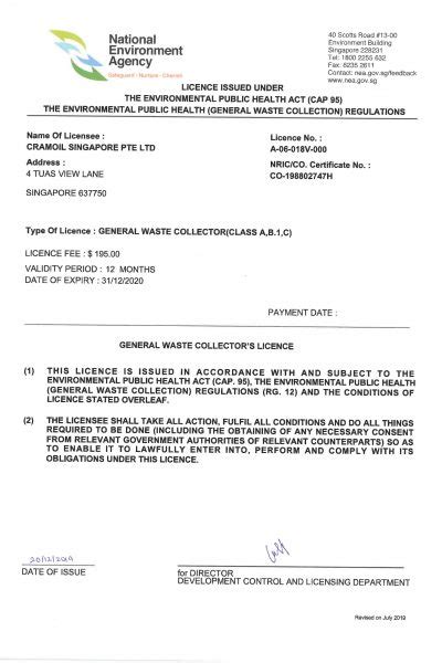 General Waste Collector Licence - GoBusiness - balustradellc