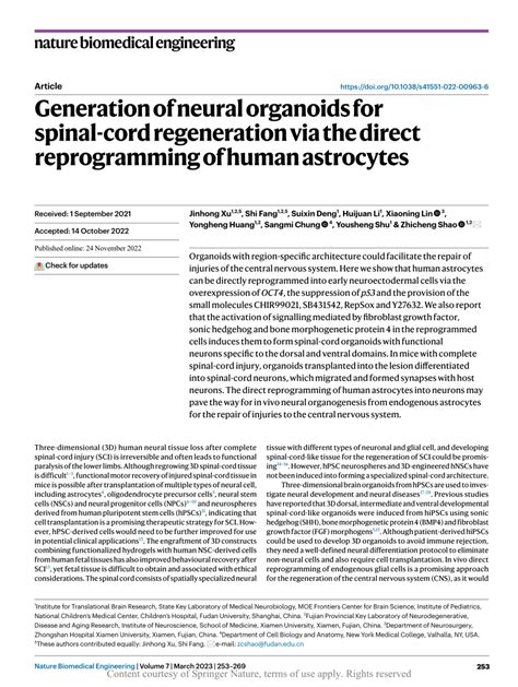 Generation of neural organoids for spinal-cord regeneration via the ... - balustradellc