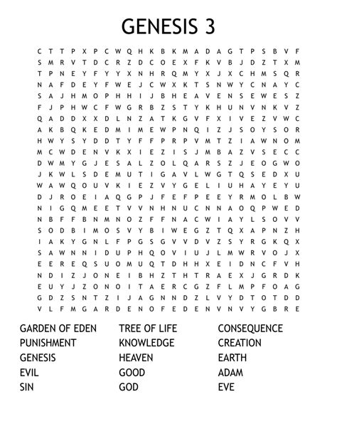 GENESIS 3 Word Search WordMint