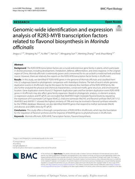 Genome-Wide Identification and Expression Analysis of the R2R3 … - raincitystudios.com