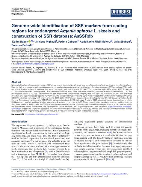 Genome-wide identification of SSR markers from coding regions for ... - raincitystudios.com