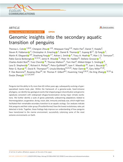 Genomic insights into the secondary aquatic transition of penguins ... - muktibox.com