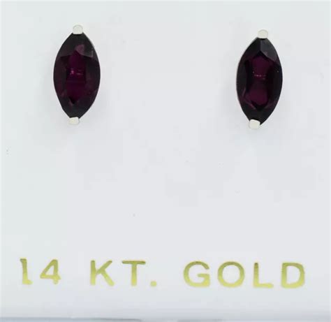 GENUINE 1.36 Cts GARNET STUD EARRINGS 14K WHITE GOLD