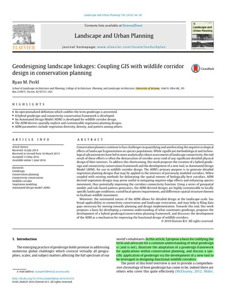 Geodesigning landscape linkages: Coupling GIS with wildlife corridor ... - wintechmobiles.com
