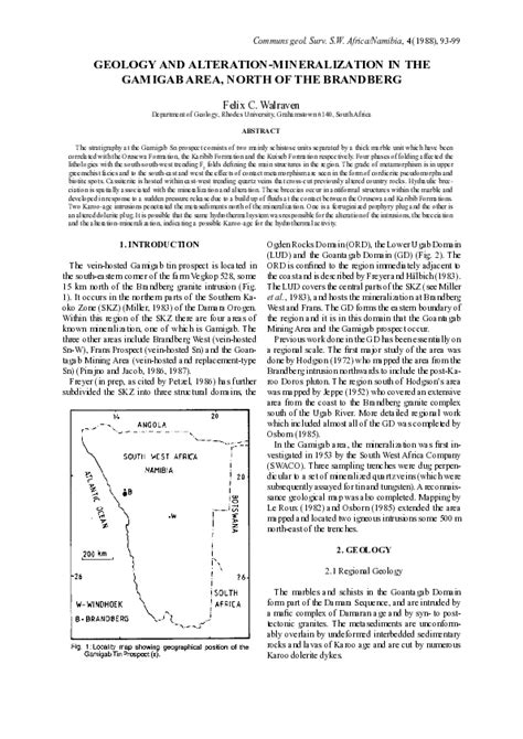 GEOLOGY AND ALTERATION-MINERALIZATION IN THE GAMIGAB …