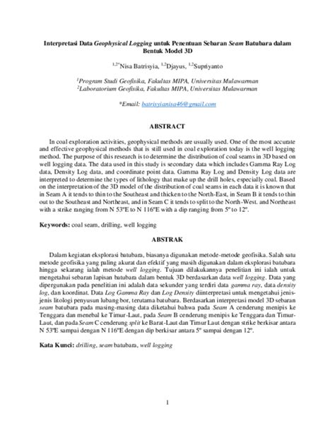 Geophysical Logging Seam Batubara dalam Bentuk Model 3D - wintechmobiles.com