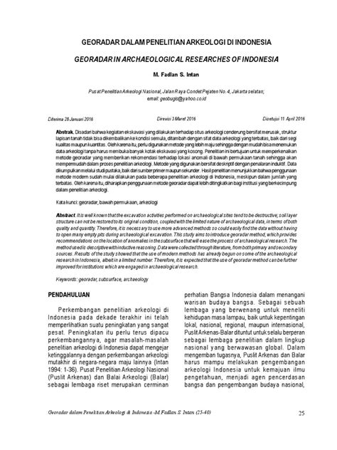 GEORADAR DALAM PENELITIAN ARKEOLOGI DI INDONESIA - wintechmobiles.com