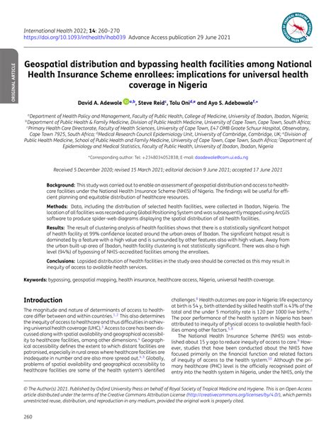 Geospatial distribution and bypassing health facilities among National ... - wintechmobiles.com