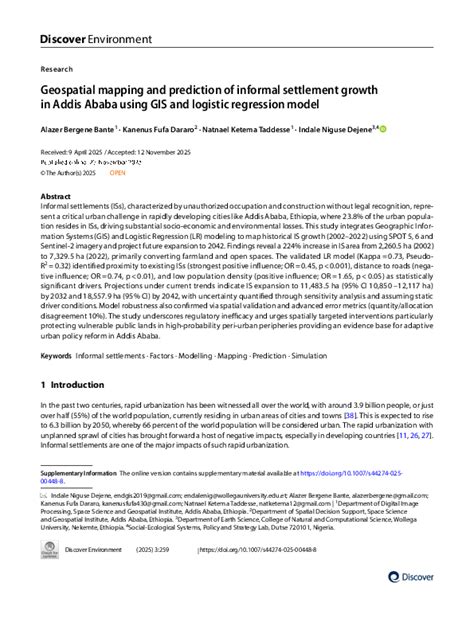 Geospatial mapping and prediction of informal settlement growth in ... - wintechmobiles.com