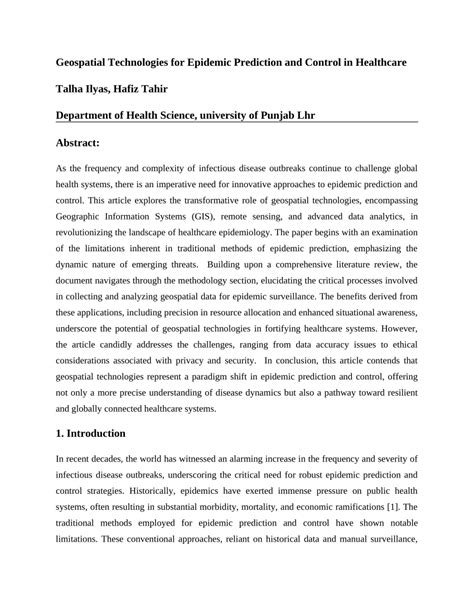 Geospatial Technologies for Epidemic Prediction and … - wintechmobiles.com