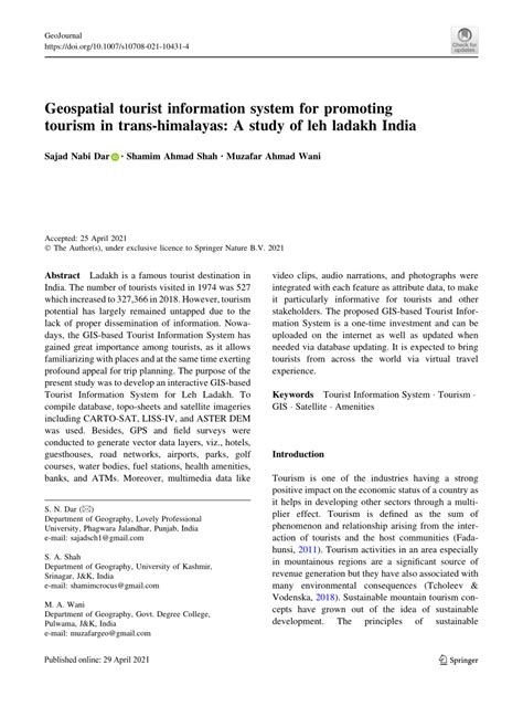 Geospatial tourist information system for promoting tourism ... - Springer - wintechmobiles.com