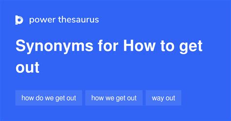 GET OUT Synonyms: 42 Synonyms & Antonyms for GET OUT - Thesaurus