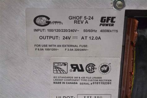 GHOF5-24 - POWER SUPPLY 12AMP 100/240VAC …