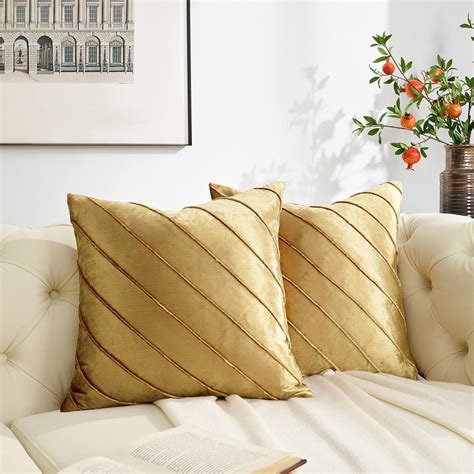 GIGIZAZA Decorative Throw Pillow Covers 20 x 20, Gold Sofa …